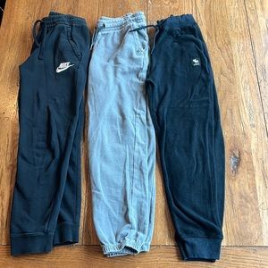 Three Kids size L sweatpants, Nike, Old Navy, and Abercrombie
